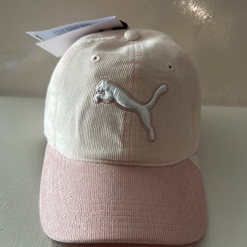 NWT PUMA  Baby Pink Corduoy Women’s Cap with adjustable back.
